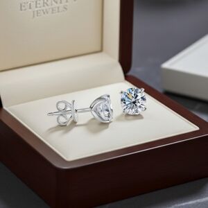 Moissanite 1 CTW Martini Glass Stud Earrings